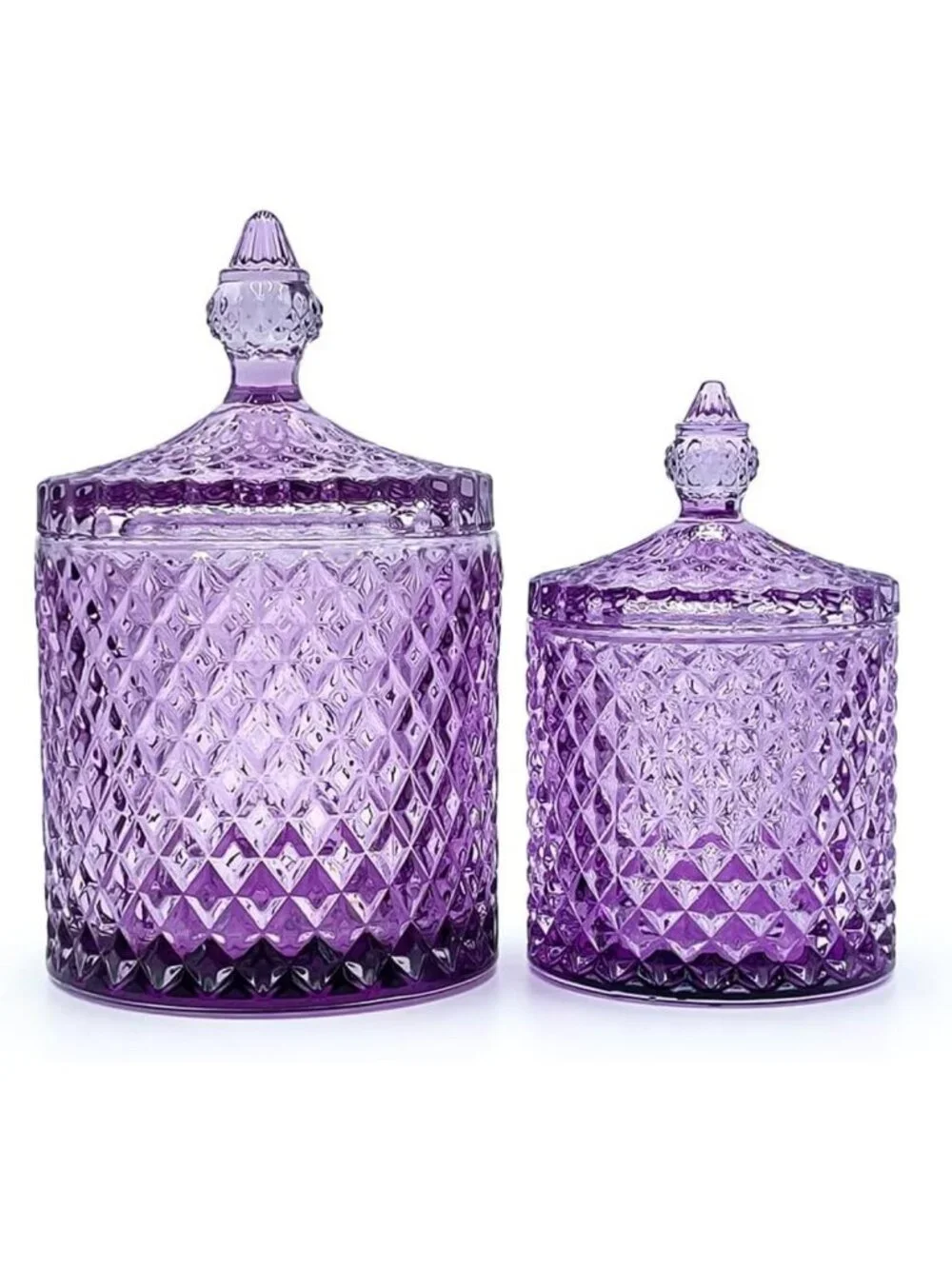 Colorful Decorative Glass Jar with Lid, Large Crystal Candy Dish & Cookie